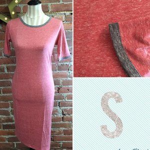 LuLaRoe LLR Julia stretchy knit dress ★ red + charcoal heathered solid ★ size S